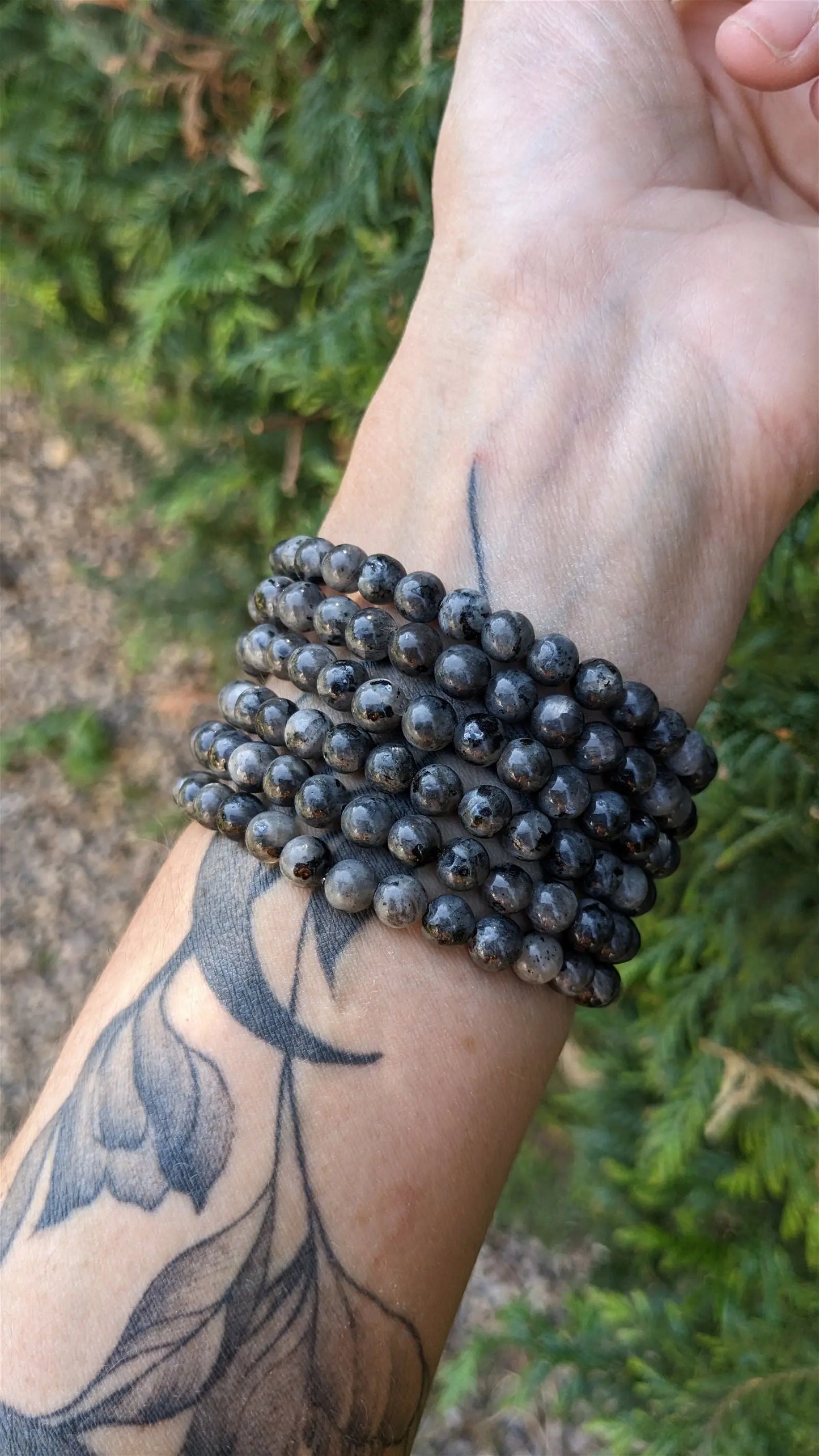 1 bracelet en larvikite poignet fin - Aurore Lune