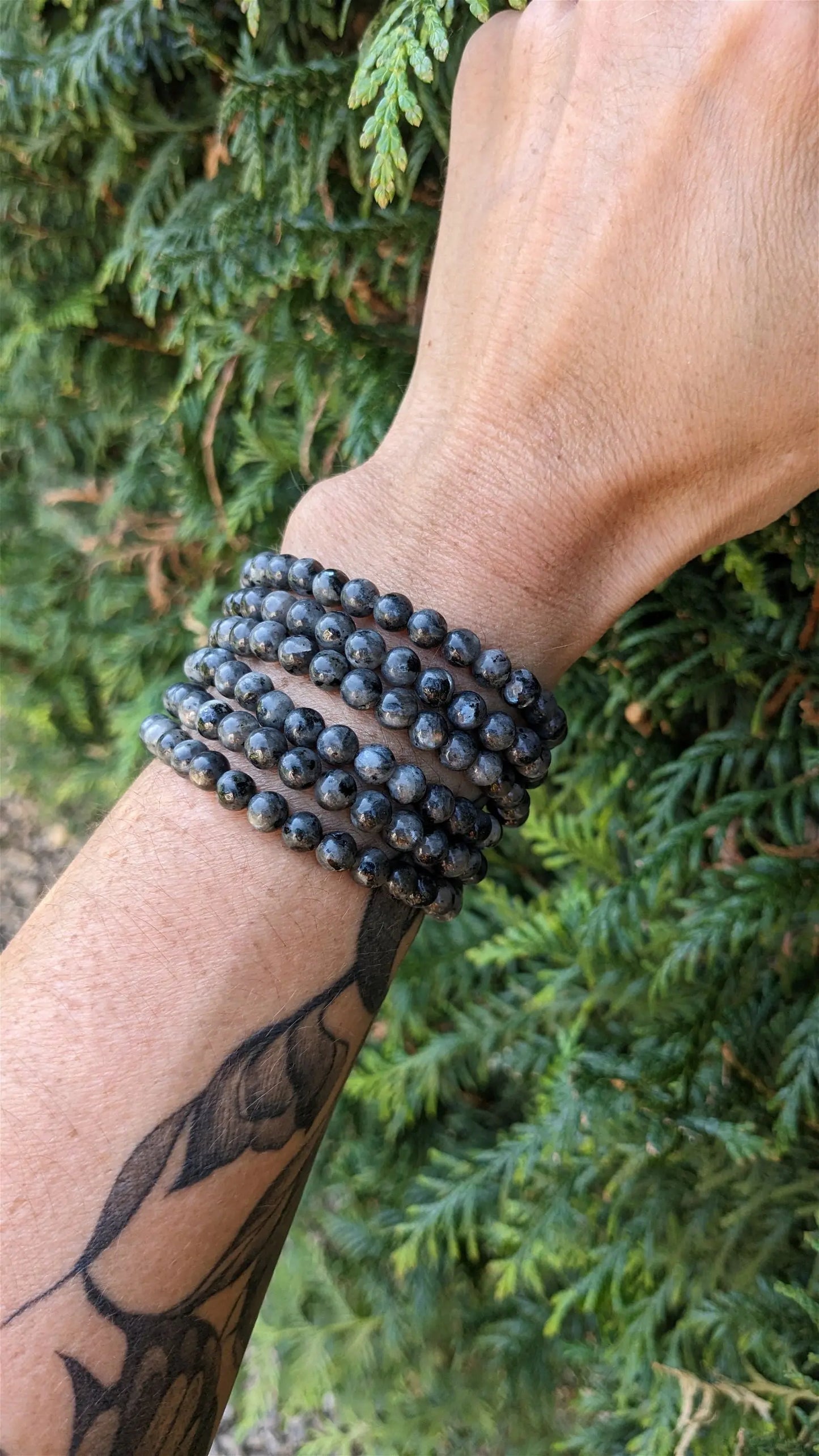 1 bracelet en larvikite poignet fin - Aurore Lune