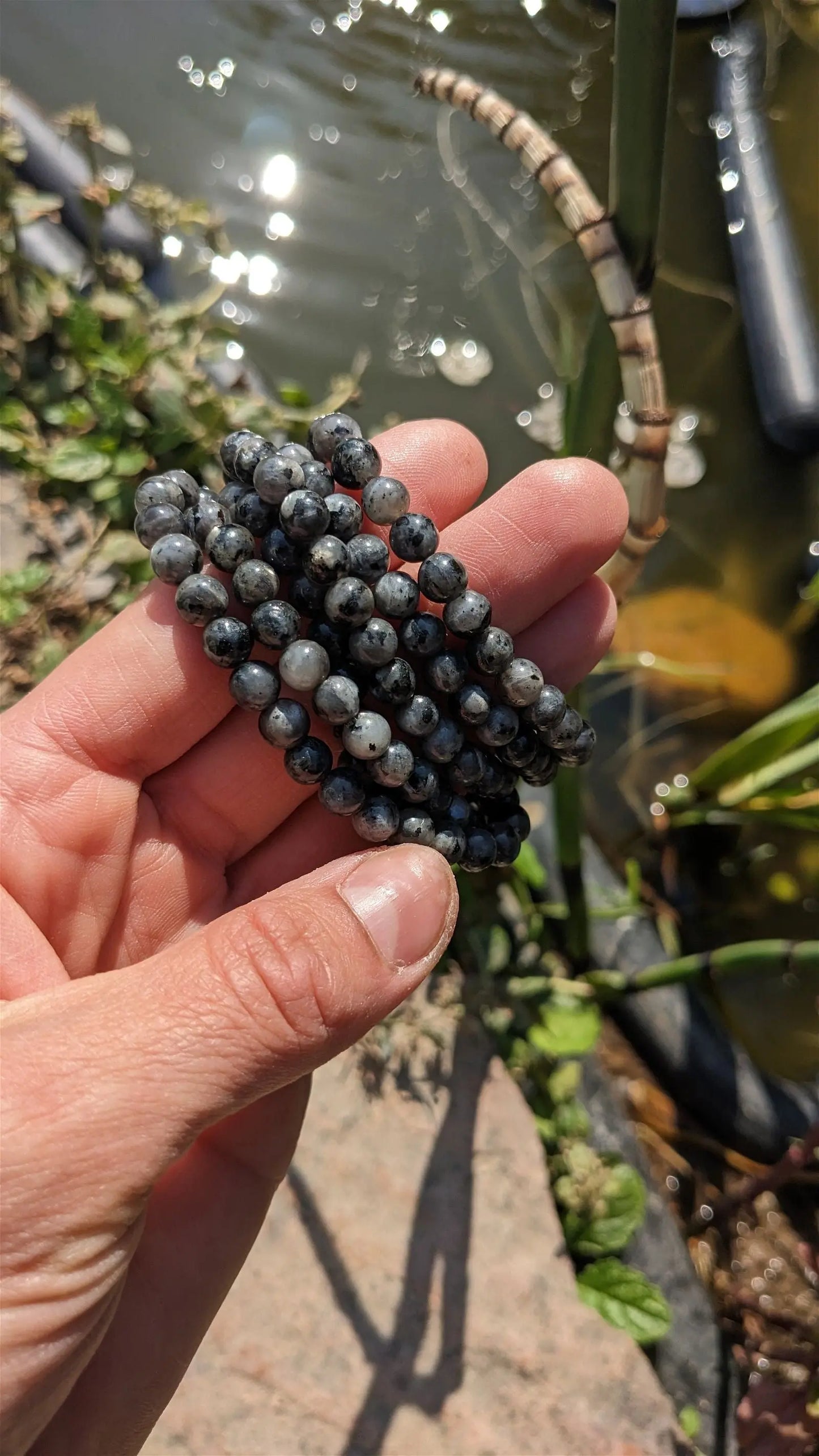 1 bracelet en larvikite poignet fin - Aurore Lune