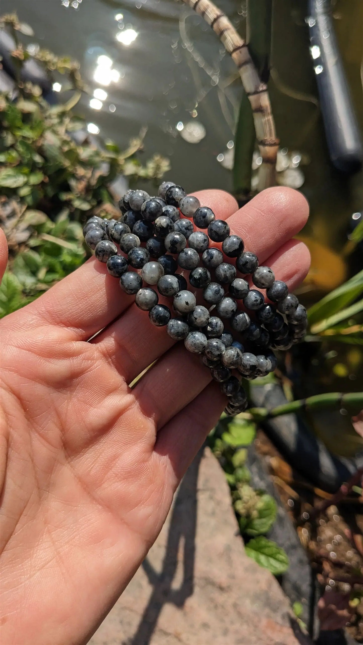 1 bracelet en larvikite poignet fin - Aurore Lune