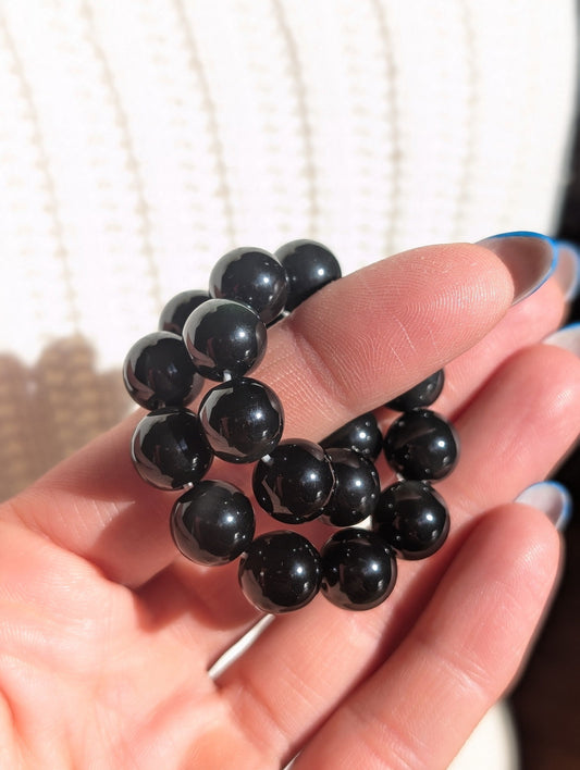 1 bracelet en obsidienne oeil céleste 12 mm - Aurore Lune