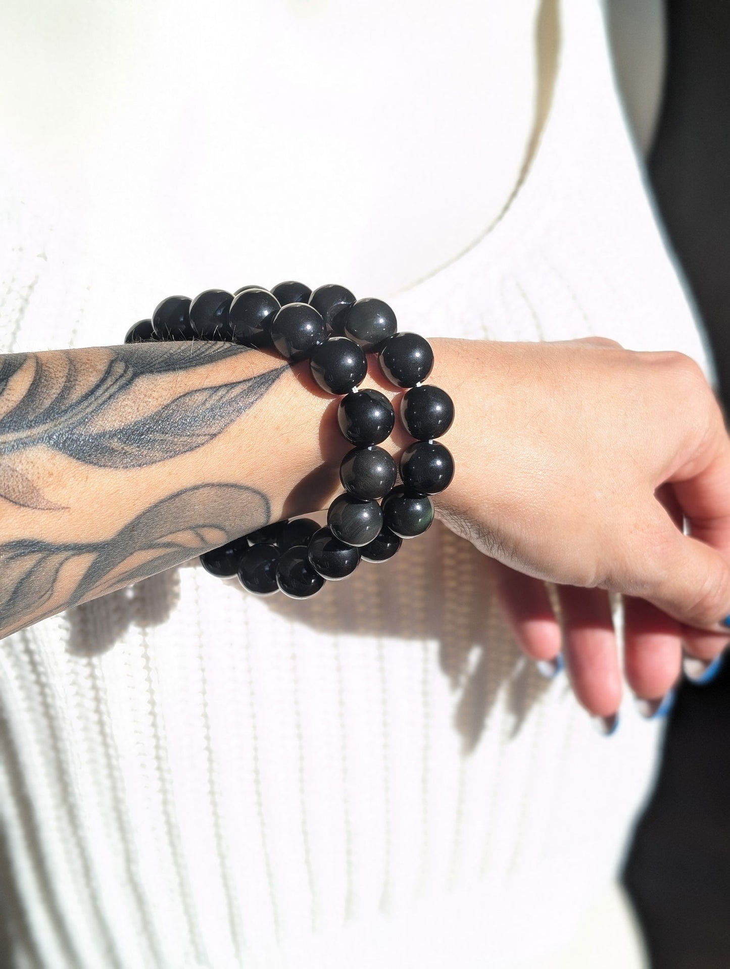 1 bracelet en obsidienne oeil céleste 14mm - Aurore Lune