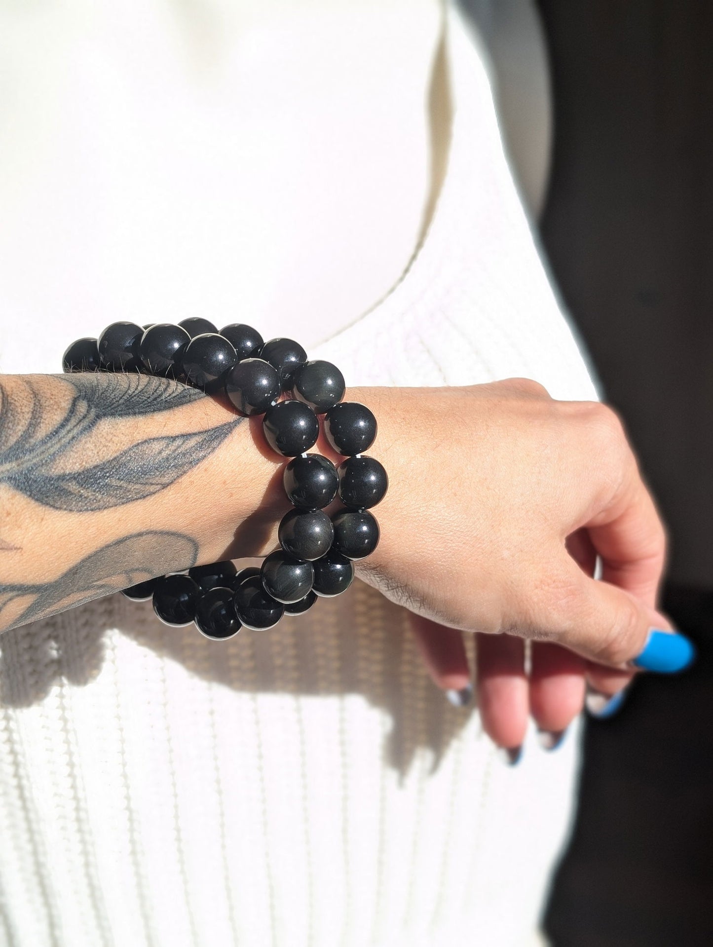 1 bracelet en obsidienne oeil céleste 14mm - Aurore Lune