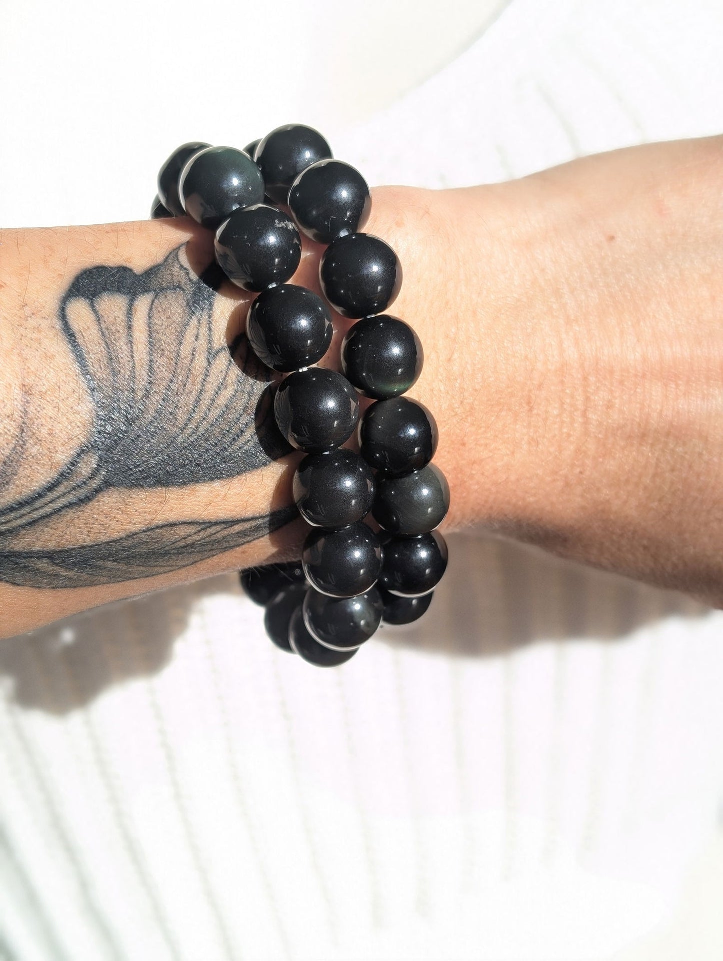 1 bracelet en obsidienne oeil céleste 14mm - Aurore Lune