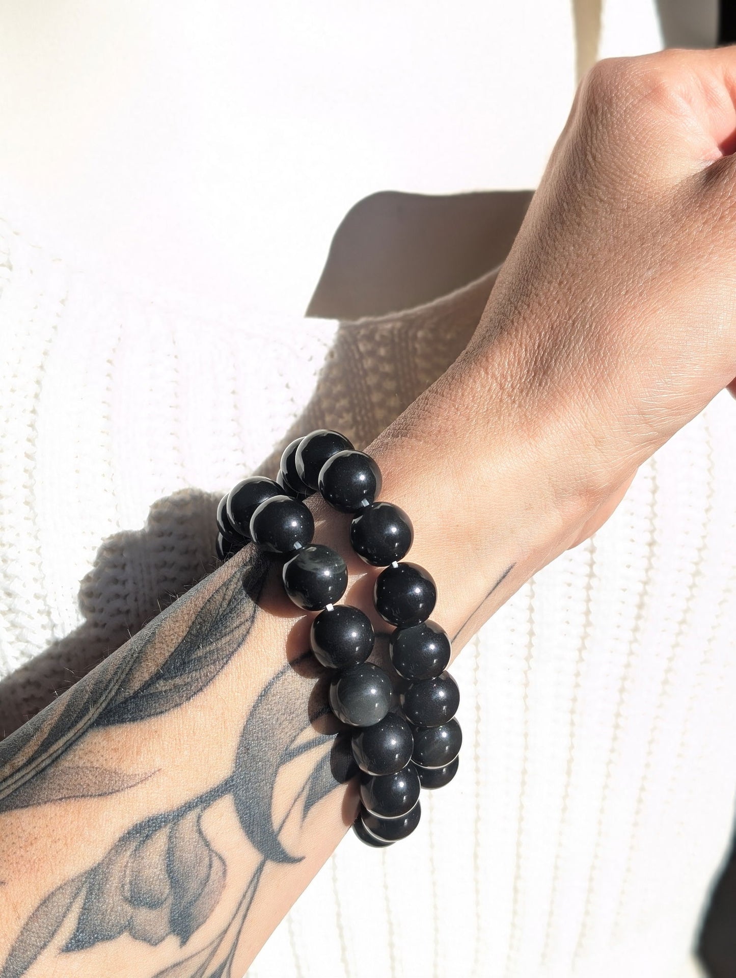 1 bracelet en obsidienne oeil céleste 14mm - Aurore Lune