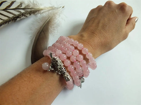 1 bracelet en quartz rose poignet moyen à épais - Aurore Lune