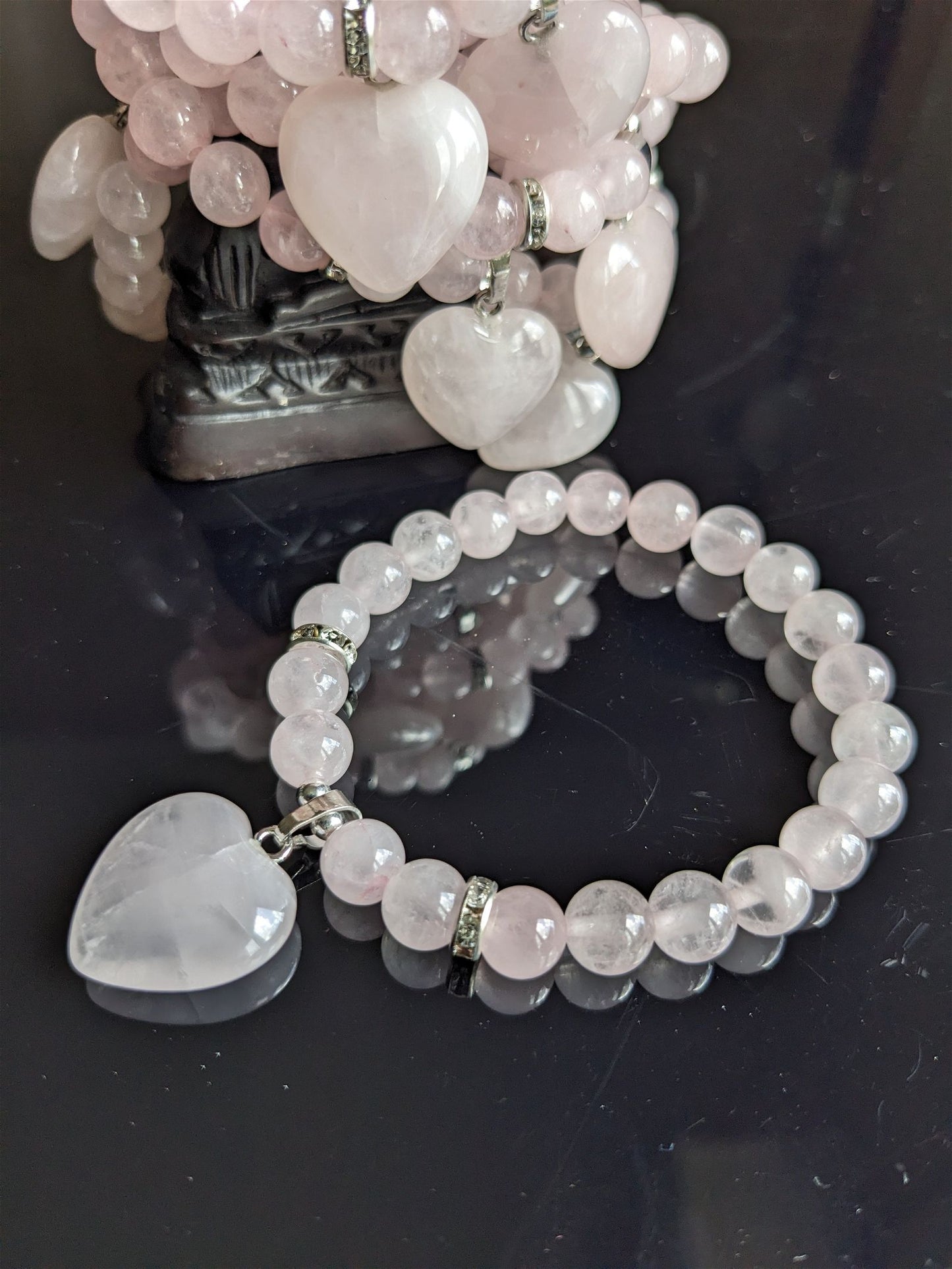 1 bracelet en quartz rose teinté poignet moyen à épais - Aurore Lune