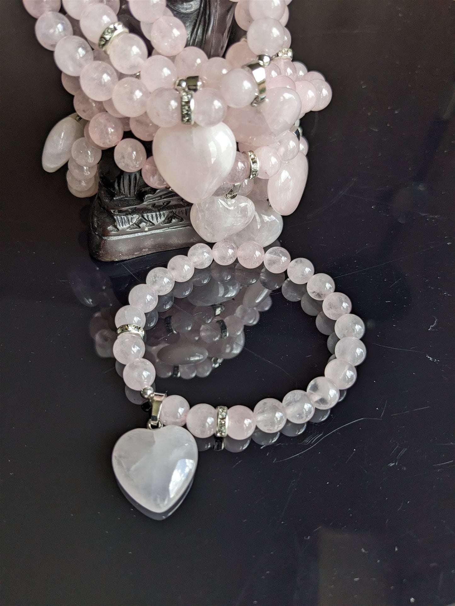 1 bracelet en quartz rose teinté poignet moyen à épais - Aurore Lune