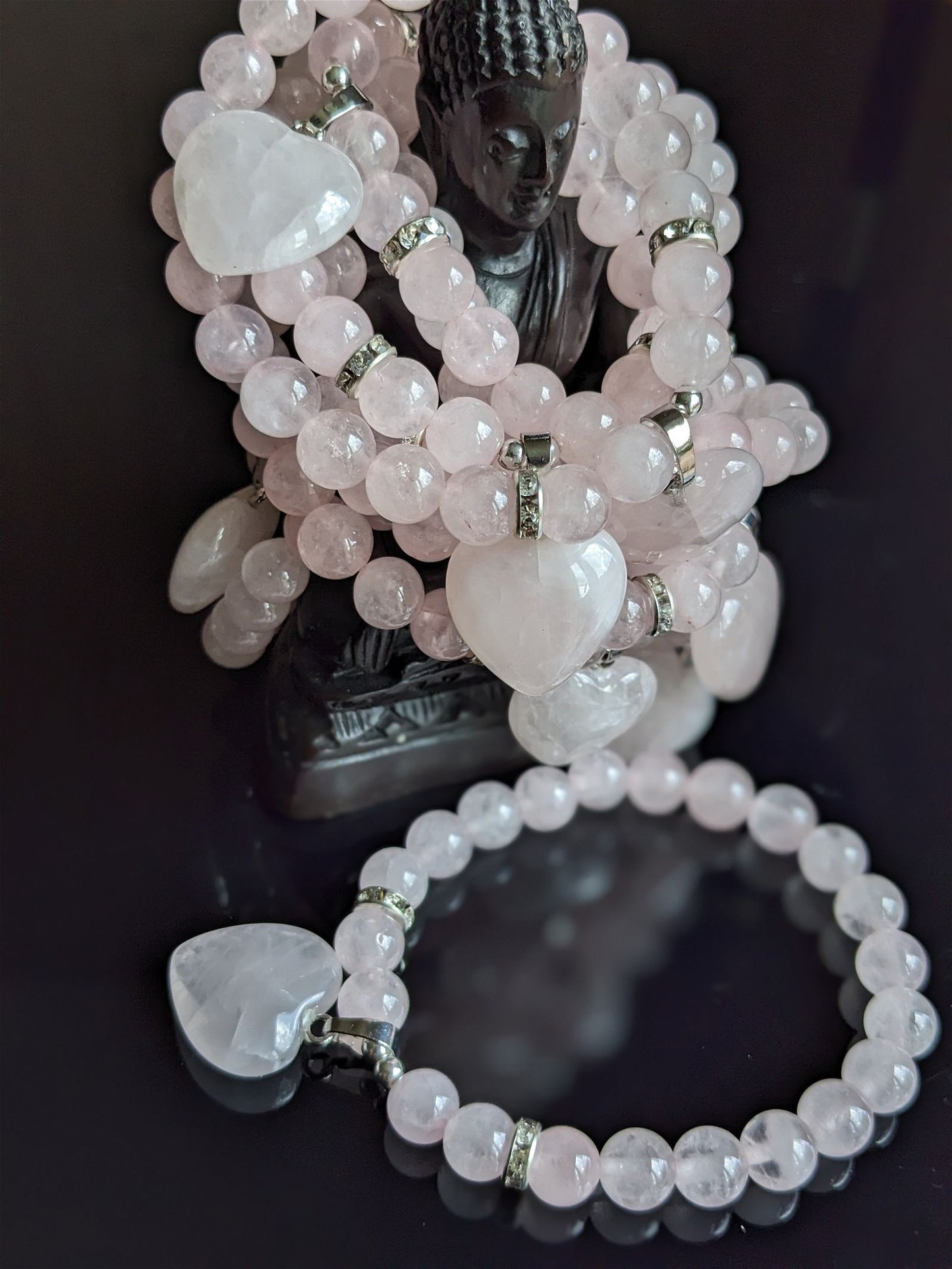 1 bracelet en quartz rose teinté poignet moyen à épais - Aurore Lune