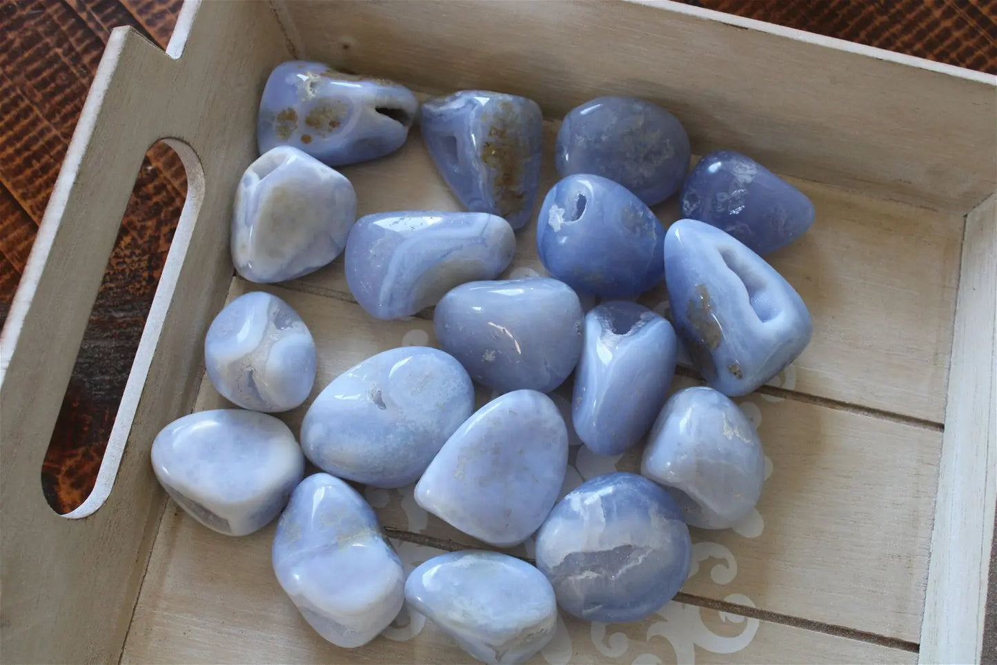 1 calcédoine bleue agate dentelle - Aurore Lune