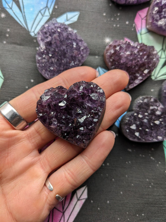 1 coeur améthyste dans pochon 💜 - Aurore Lune