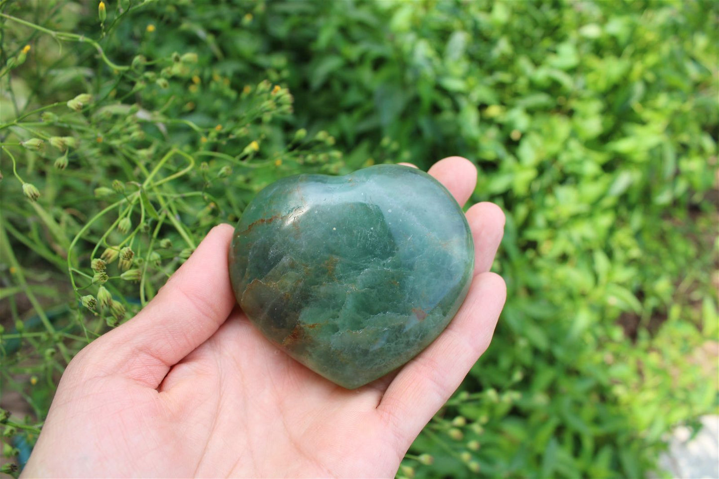 1 cœur en fluorite - Aurore Lune