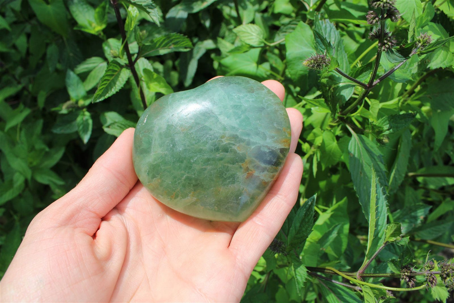 1 cœur en fluorite - Aurore Lune