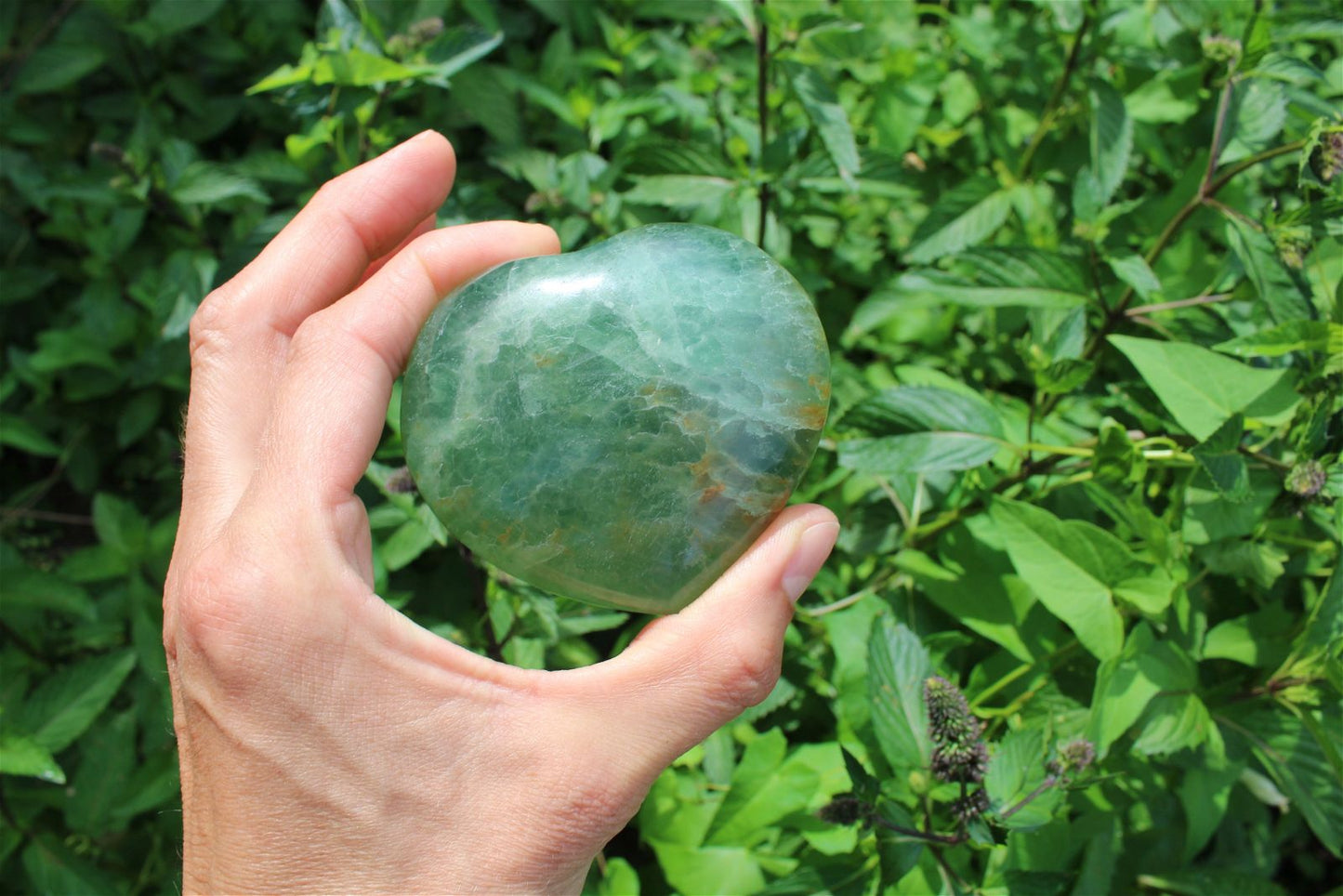 1 cœur en fluorite - Aurore Lune
