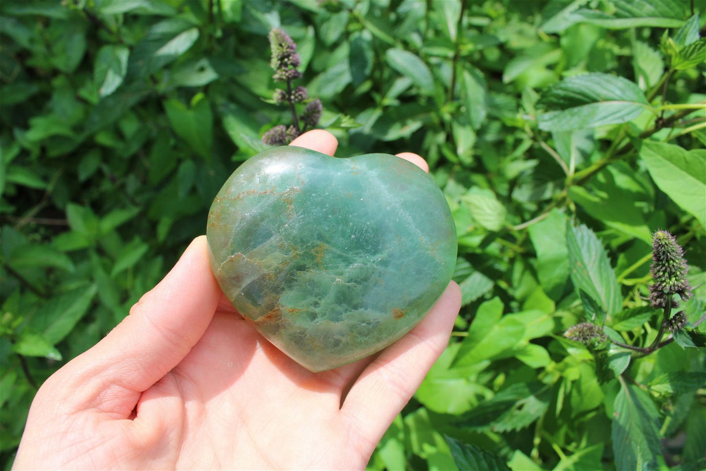 1 cœur en fluorite - Aurore Lune