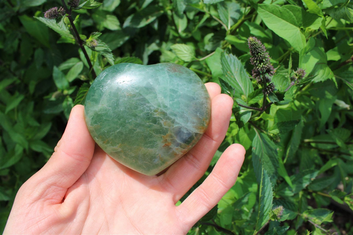 1 cœur en fluorite - Aurore Lune