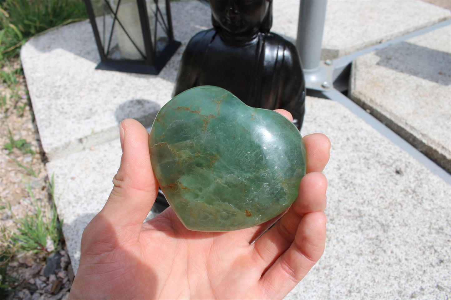 1 cœur en fluorite - Aurore Lune