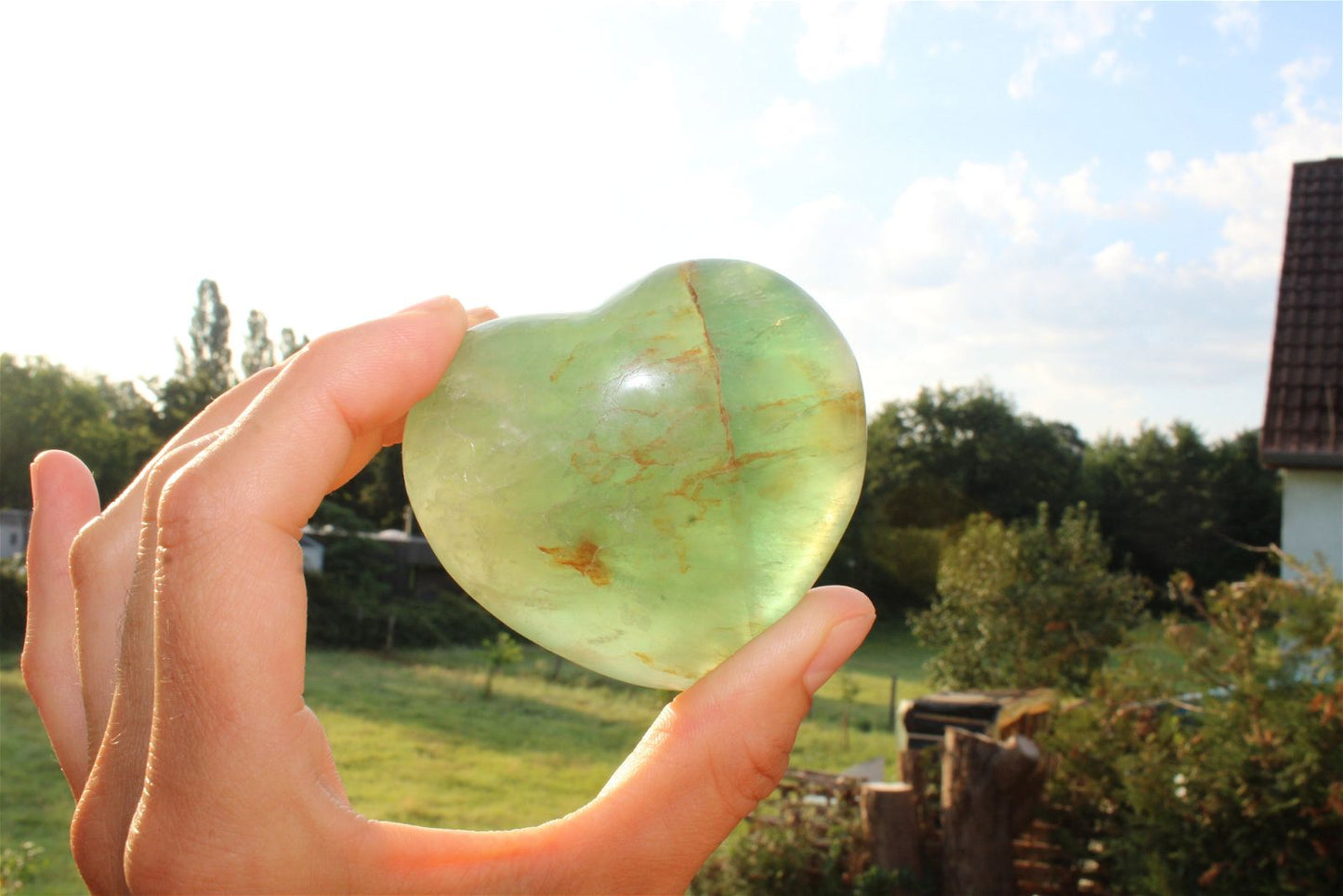 1 cœur en fluorite - Aurore Lune