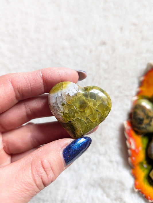 1 coeur en opale verte - Aurore Lune