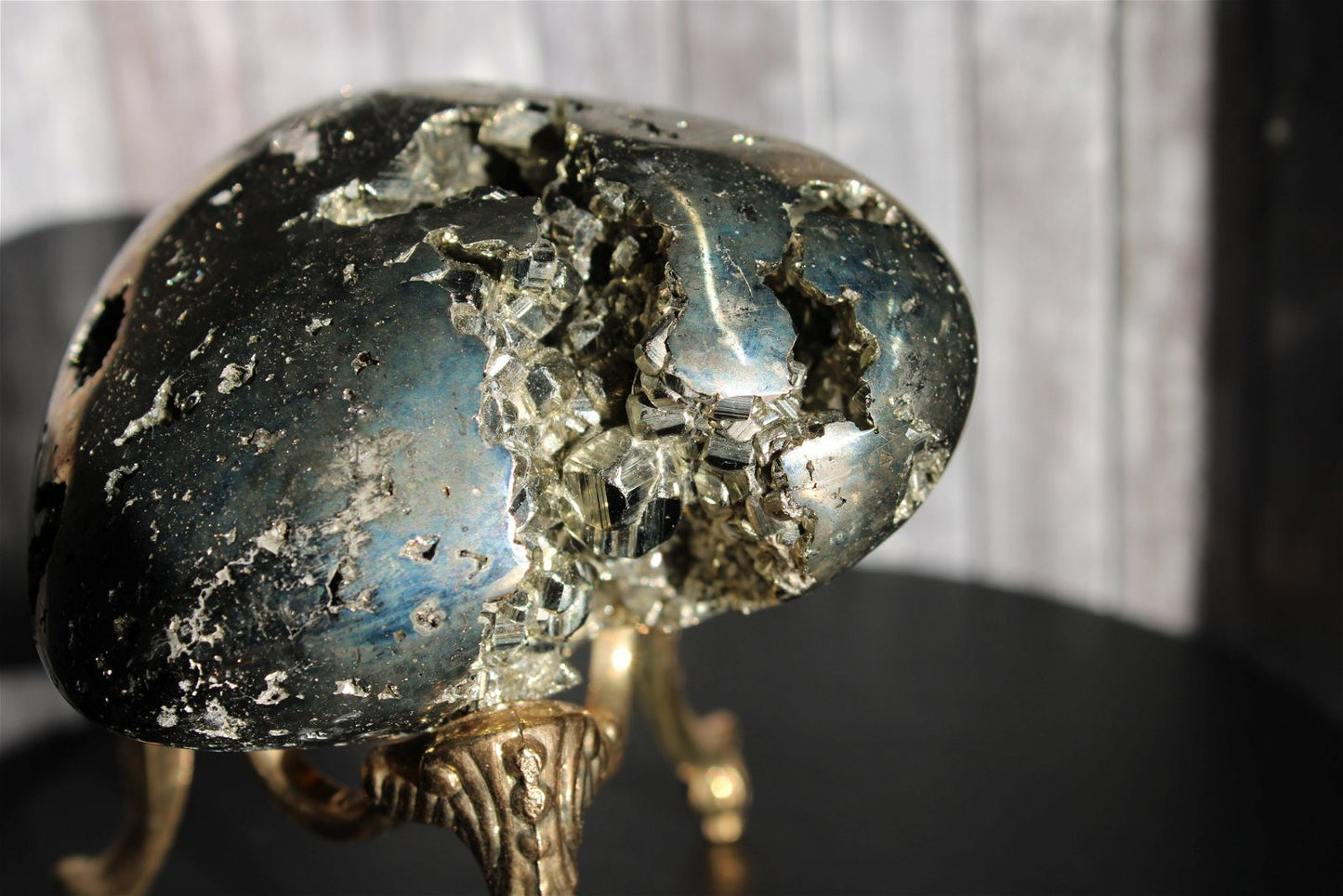 1 coeur en pyrite - SANS SOCLE "D" - Aurore Lune
