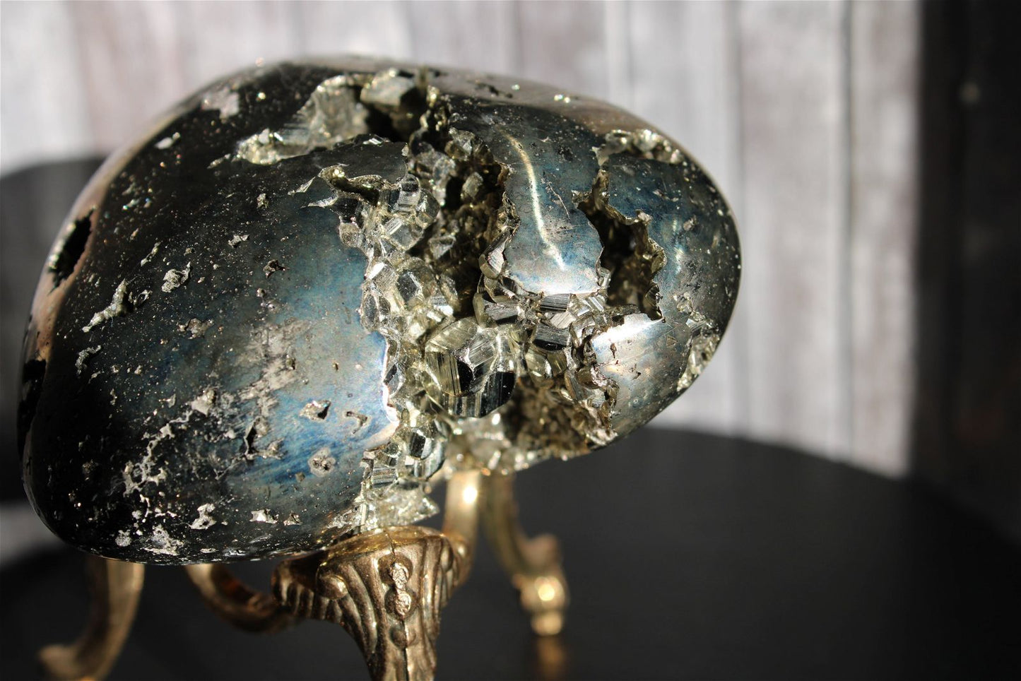 1 coeur en pyrite - SANS SOCLE "D" - Aurore Lune