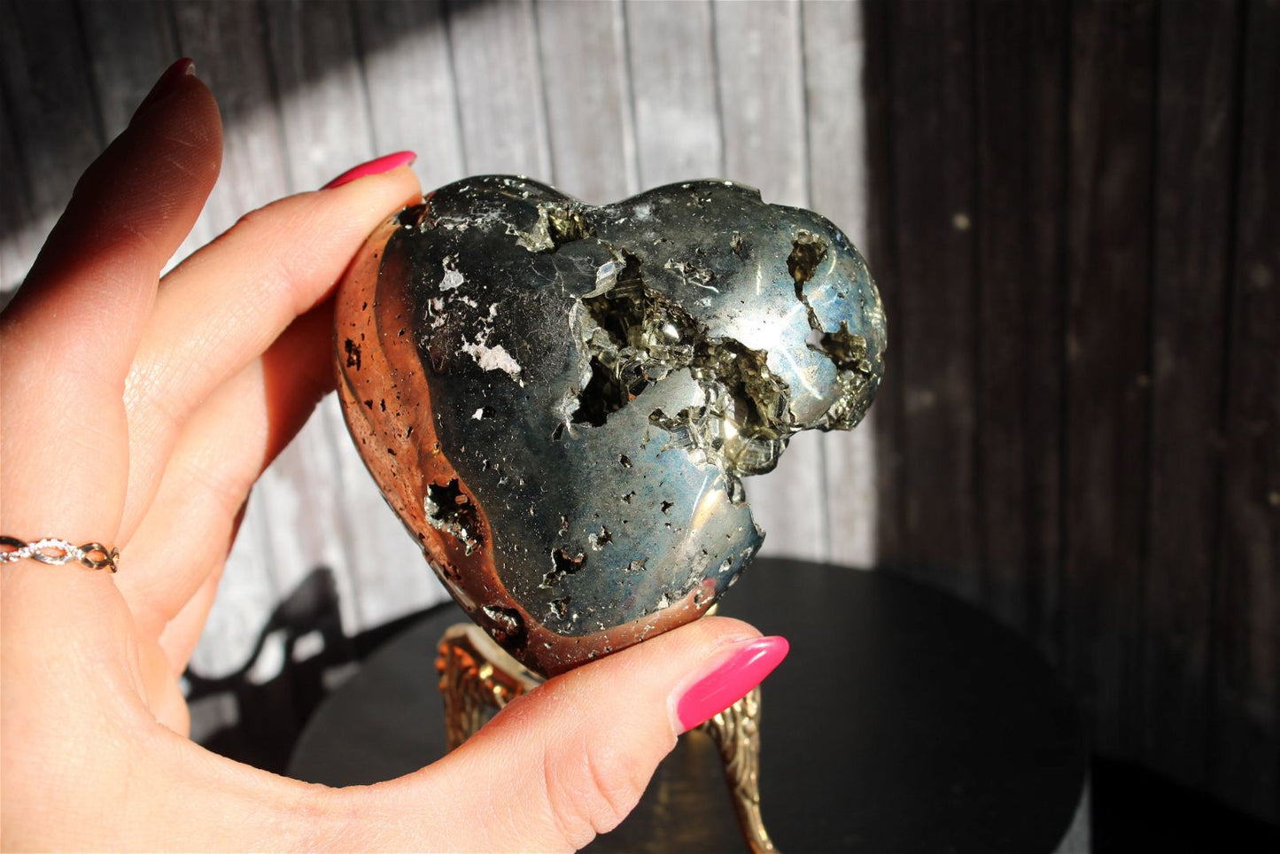 1 coeur en pyrite - SANS SOCLE "D" - Aurore Lune