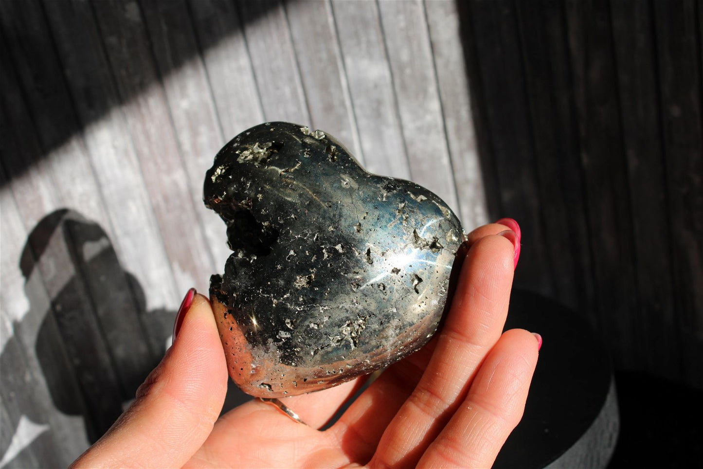 1 coeur en pyrite - SANS SOCLE "D" - Aurore Lune