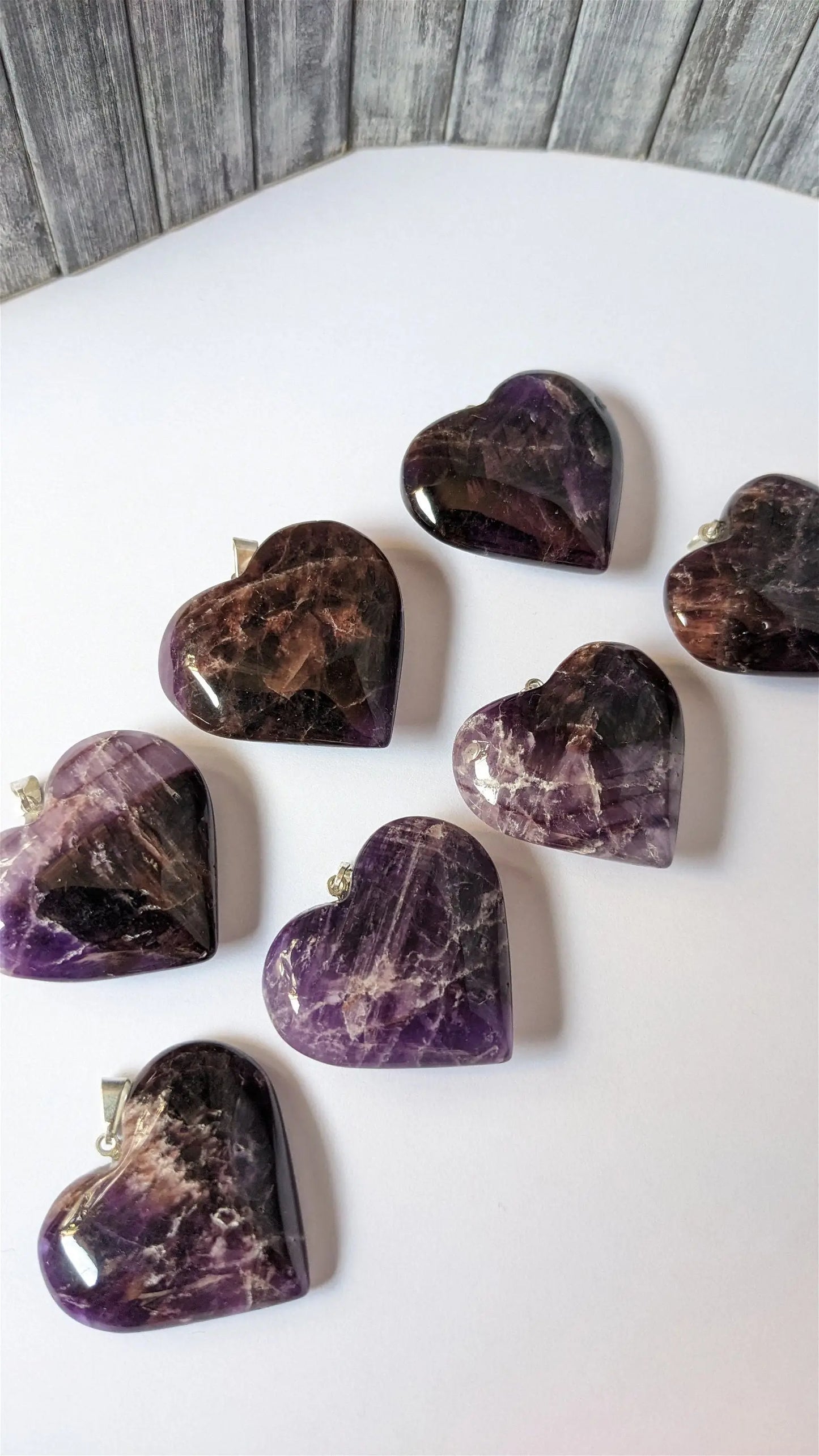1 collier coeur améthyste sur cordon - Aurore Lune