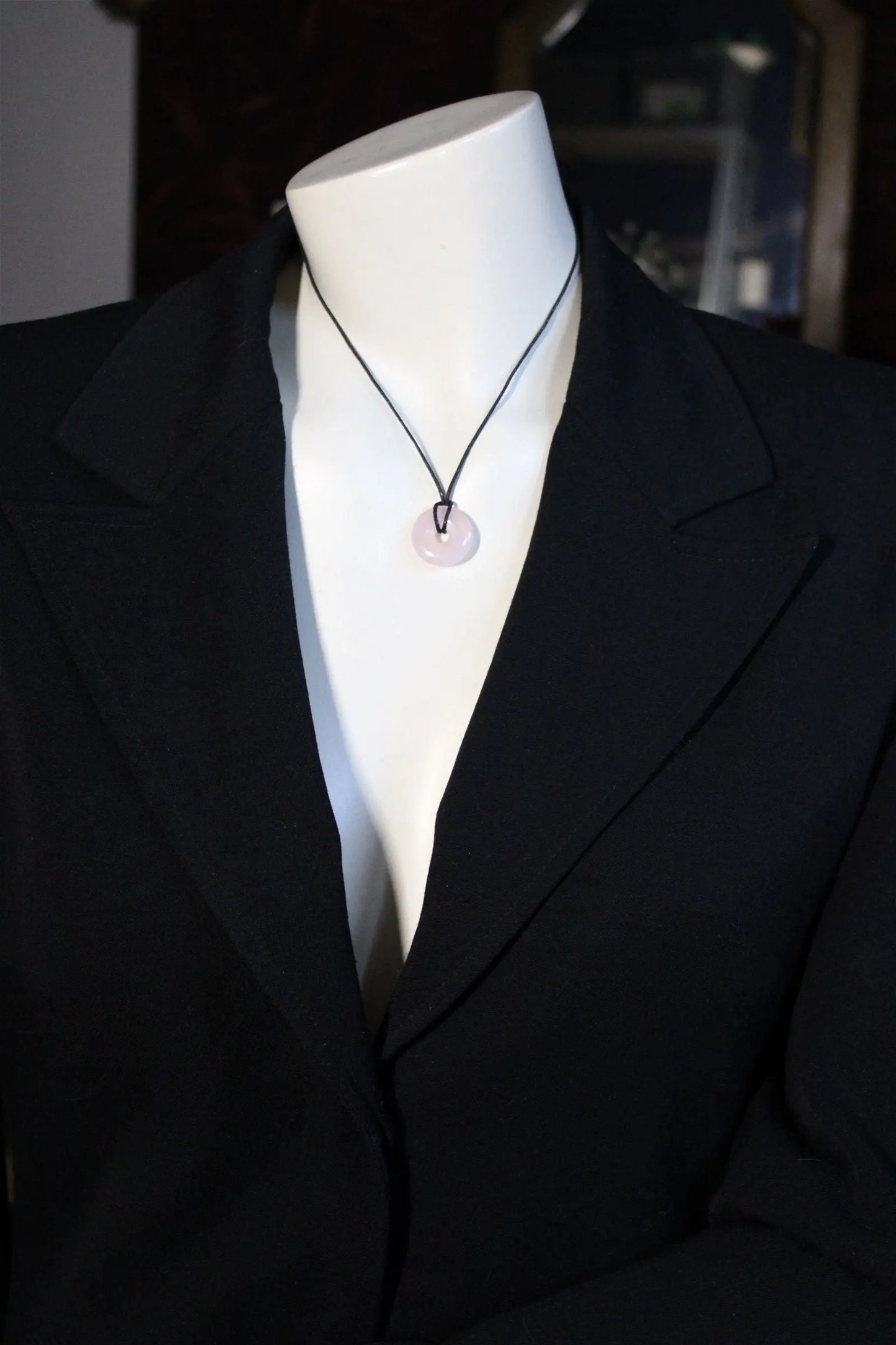1 collier donut en quartz rose - Aurore Lune