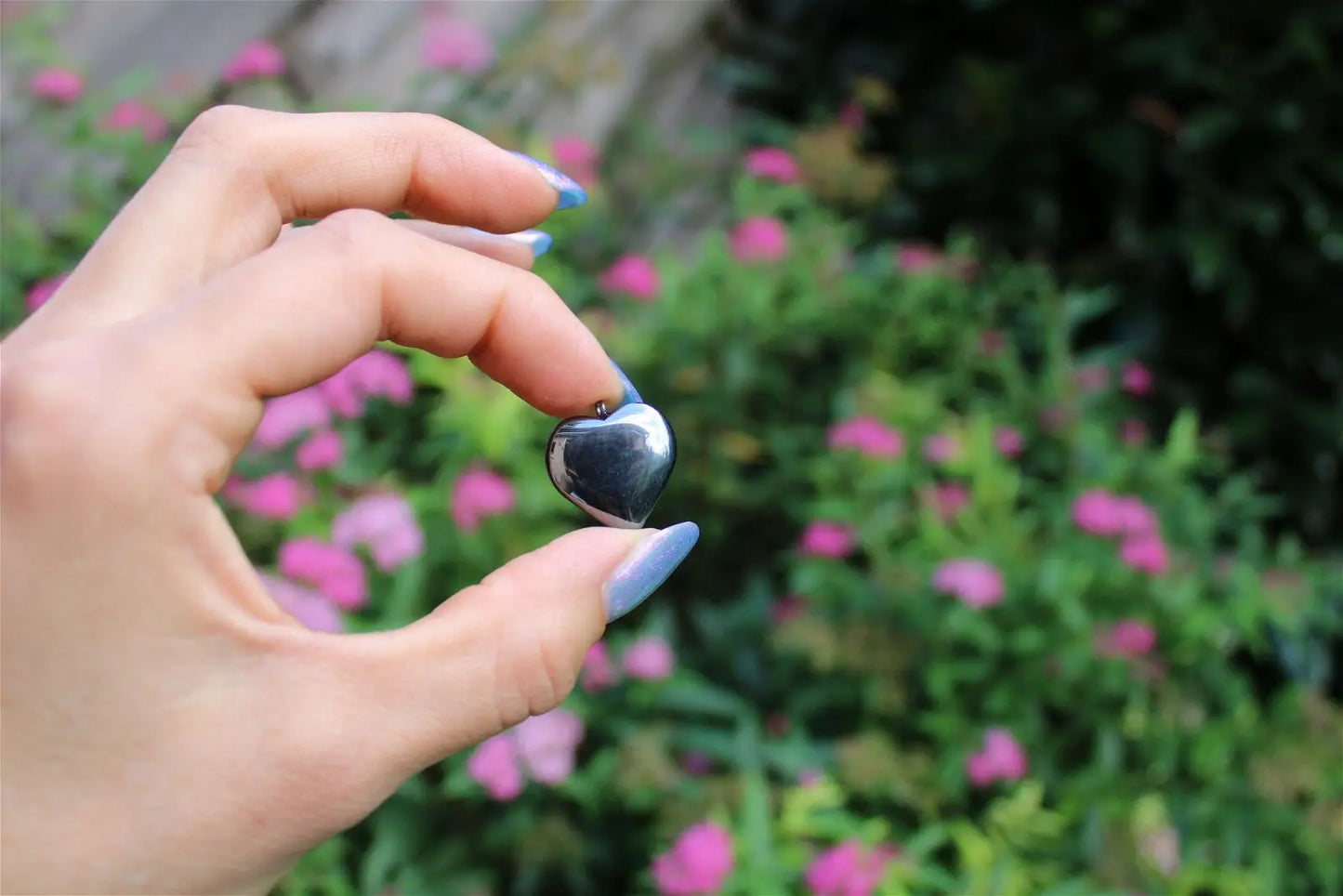 1 collier petit coeur en hématite - Aurore Lune