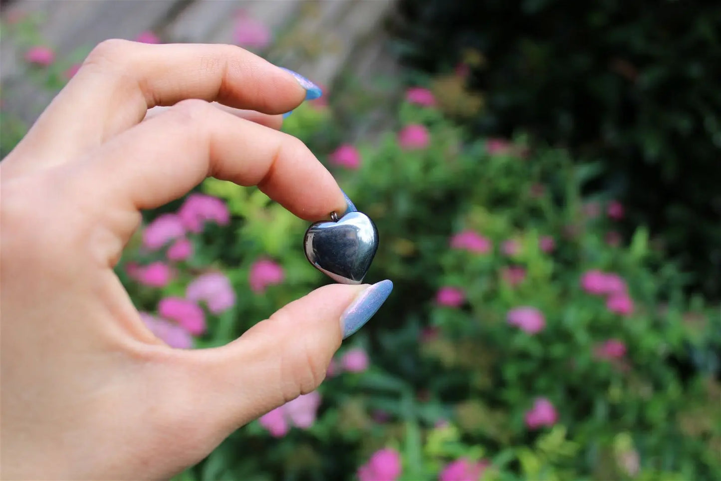 1 collier petit coeur en hématite - Aurore Lune