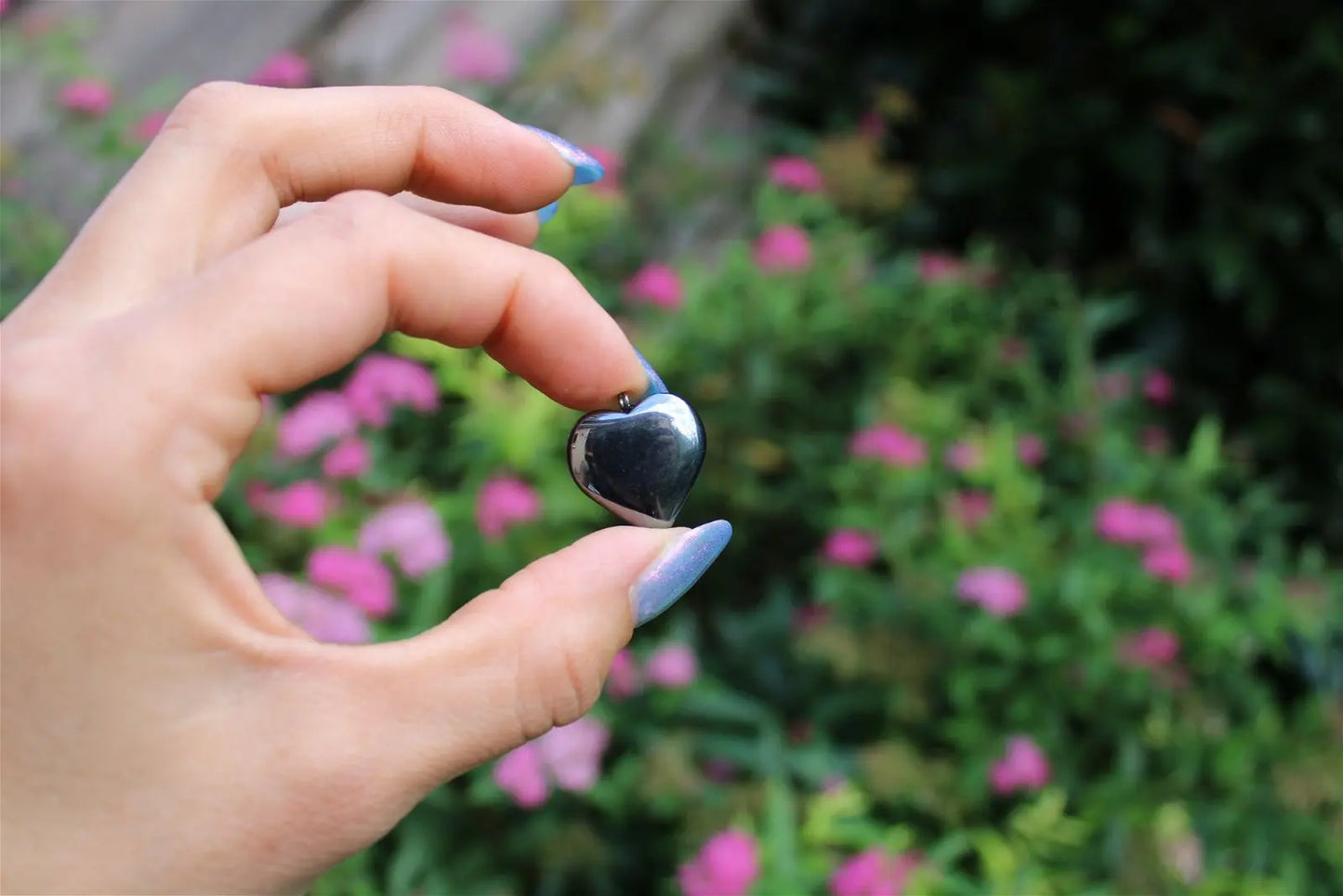 1 collier petit coeur en hématite - Aurore Lune
