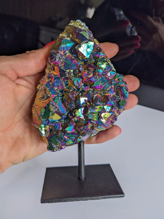 1 cristal de roche RAINBOW AURA - Aurore Lune