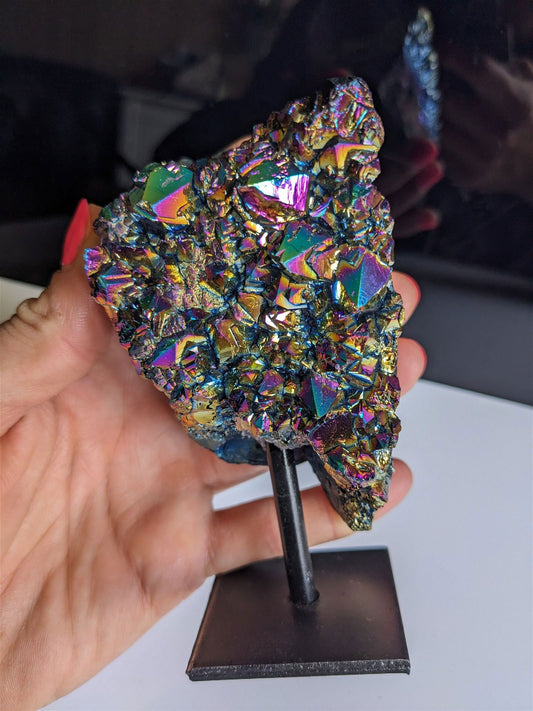 1 cristal de roche RAINBOW AURA - Aurore Lune