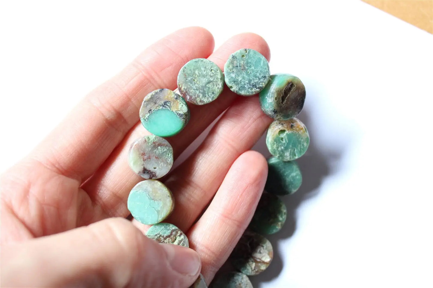 1 fil de perles en chrysoprase photo contractuelle - Aurore Lune