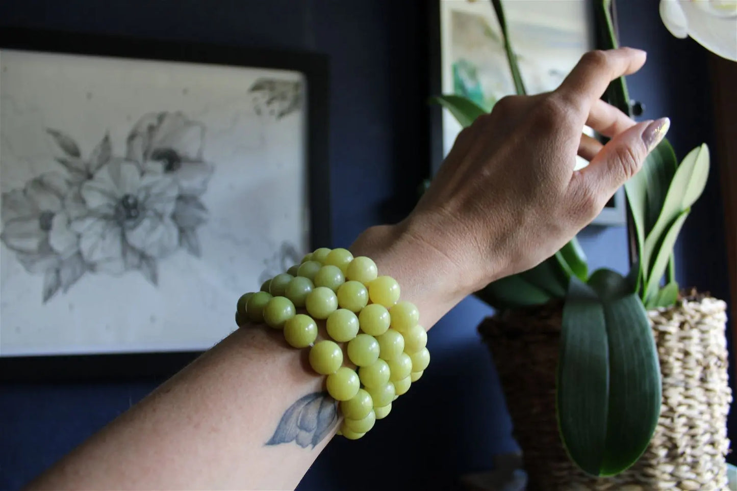 1 joli Bracelet de serpentine ou new jade 11 mm - Aurore Lune