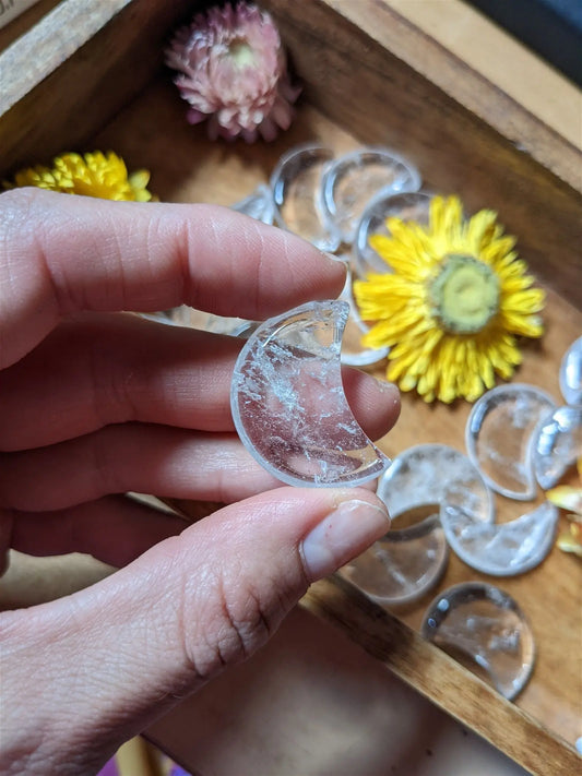 1 lune en cristal de roche - Aurore Lune