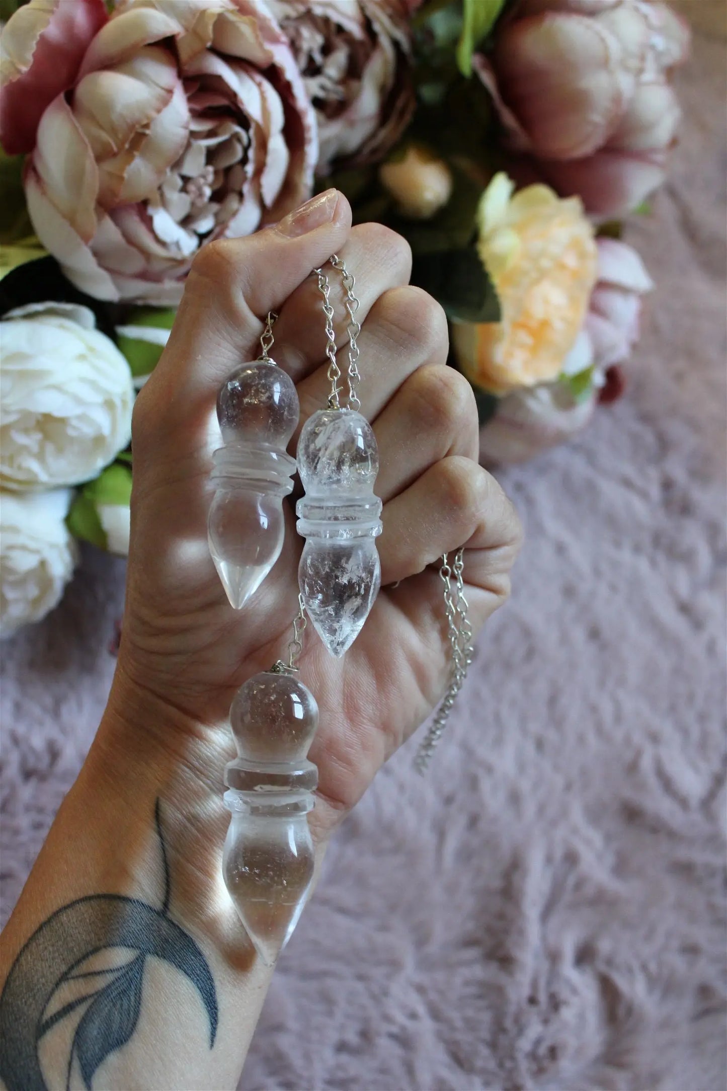 1 pendule en véritable cristal de roche - Aurore Lune