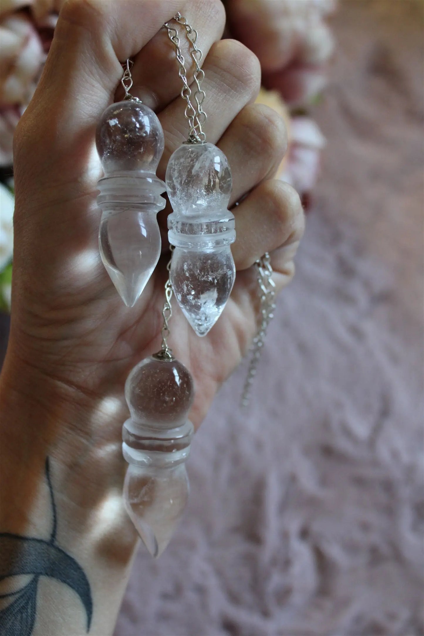 1 pendule en véritable cristal de roche - Aurore Lune