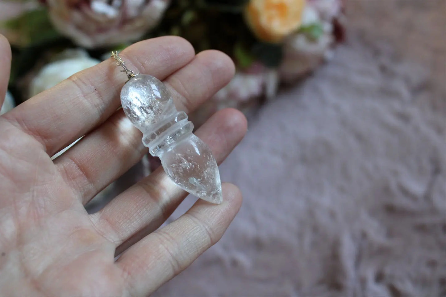1 pendule en véritable cristal de roche - Aurore Lune