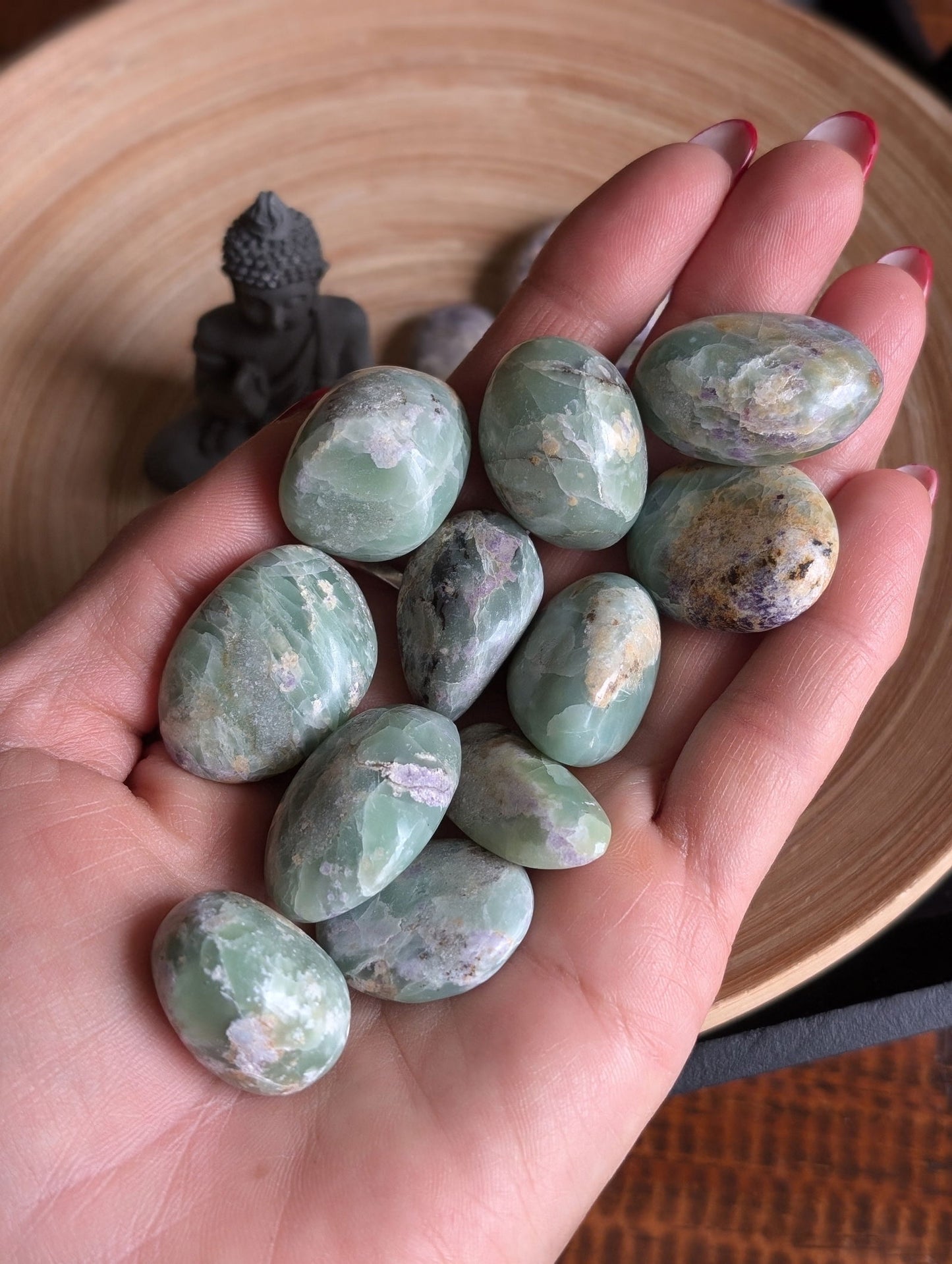 1 pierre roulée en Bolivianite verte moyenne - Aurore Lune