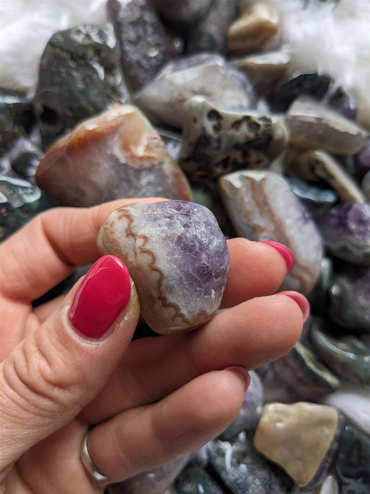 1 pierre roulée en agate grosse ou petite au choix - Aurore Lune