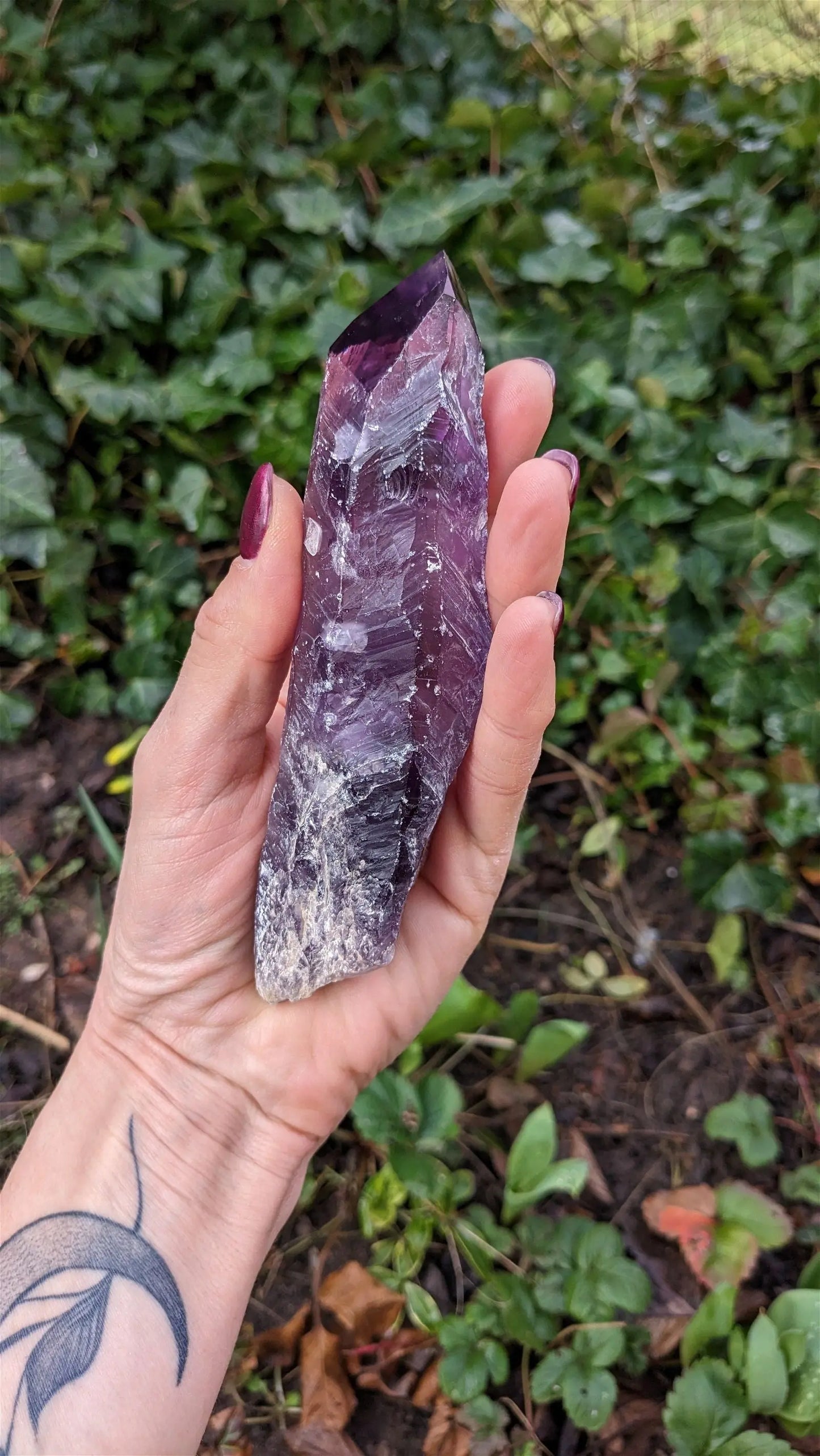 1 pointe brute d'améthyste 15 cm - Aurore Lune