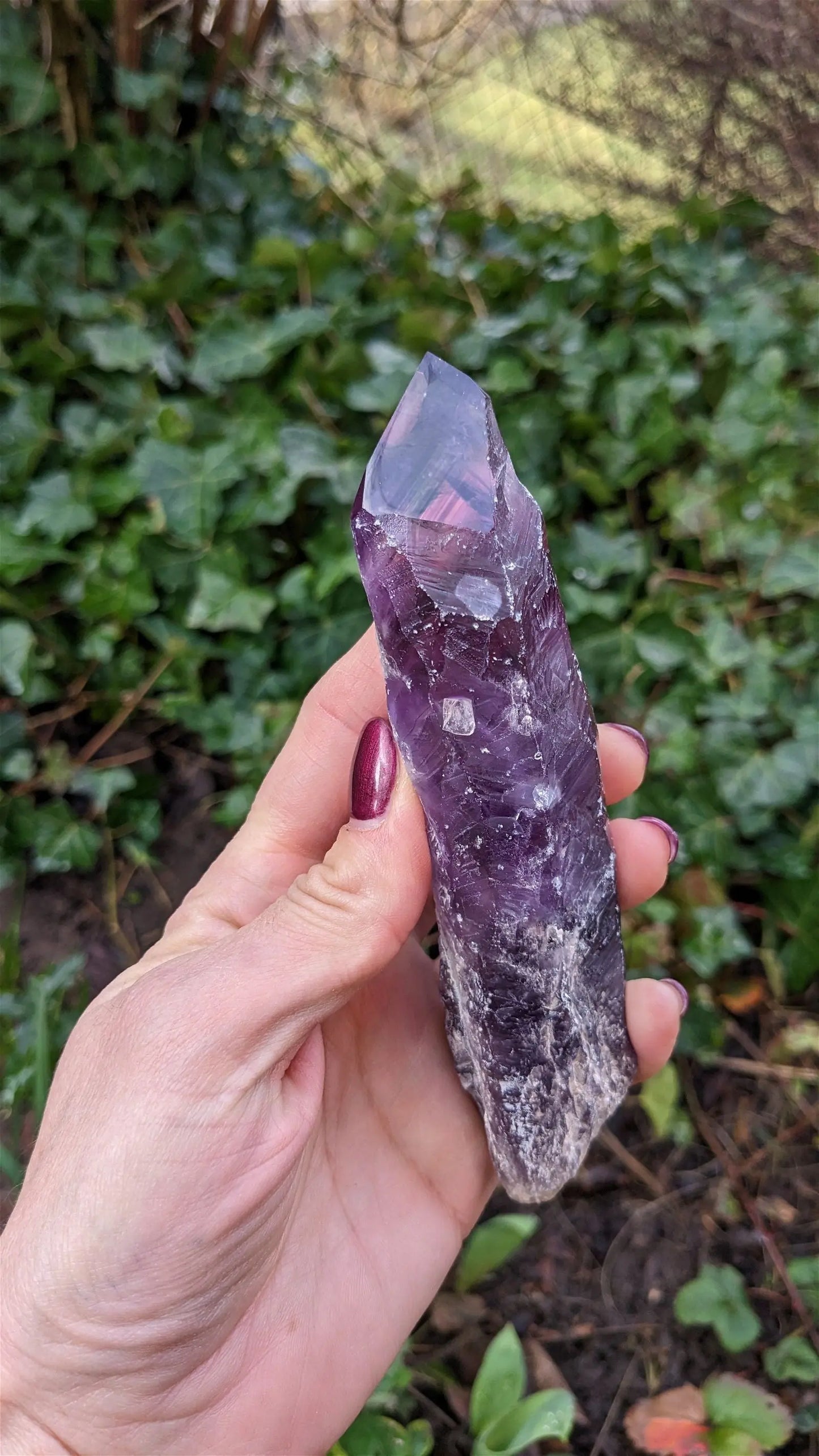1 pointe brute d'améthyste 15 cm - Aurore Lune