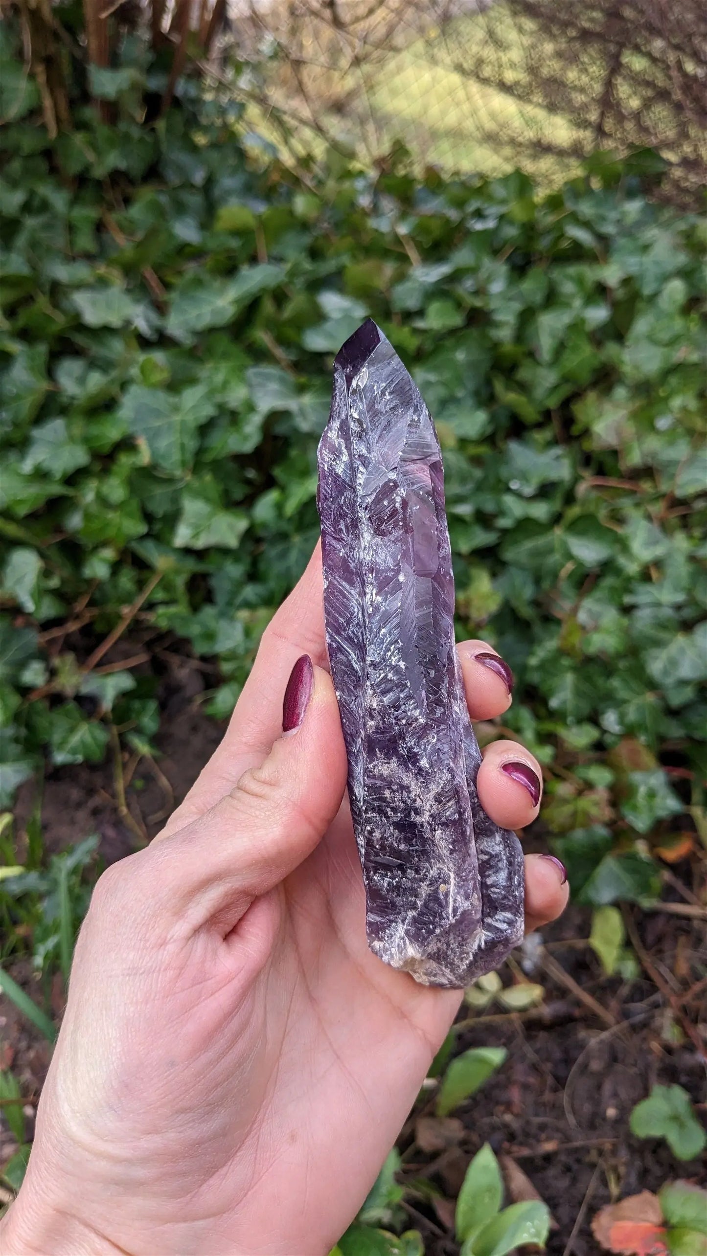 1 pointe brute d'améthyste 15 cm - Aurore Lune