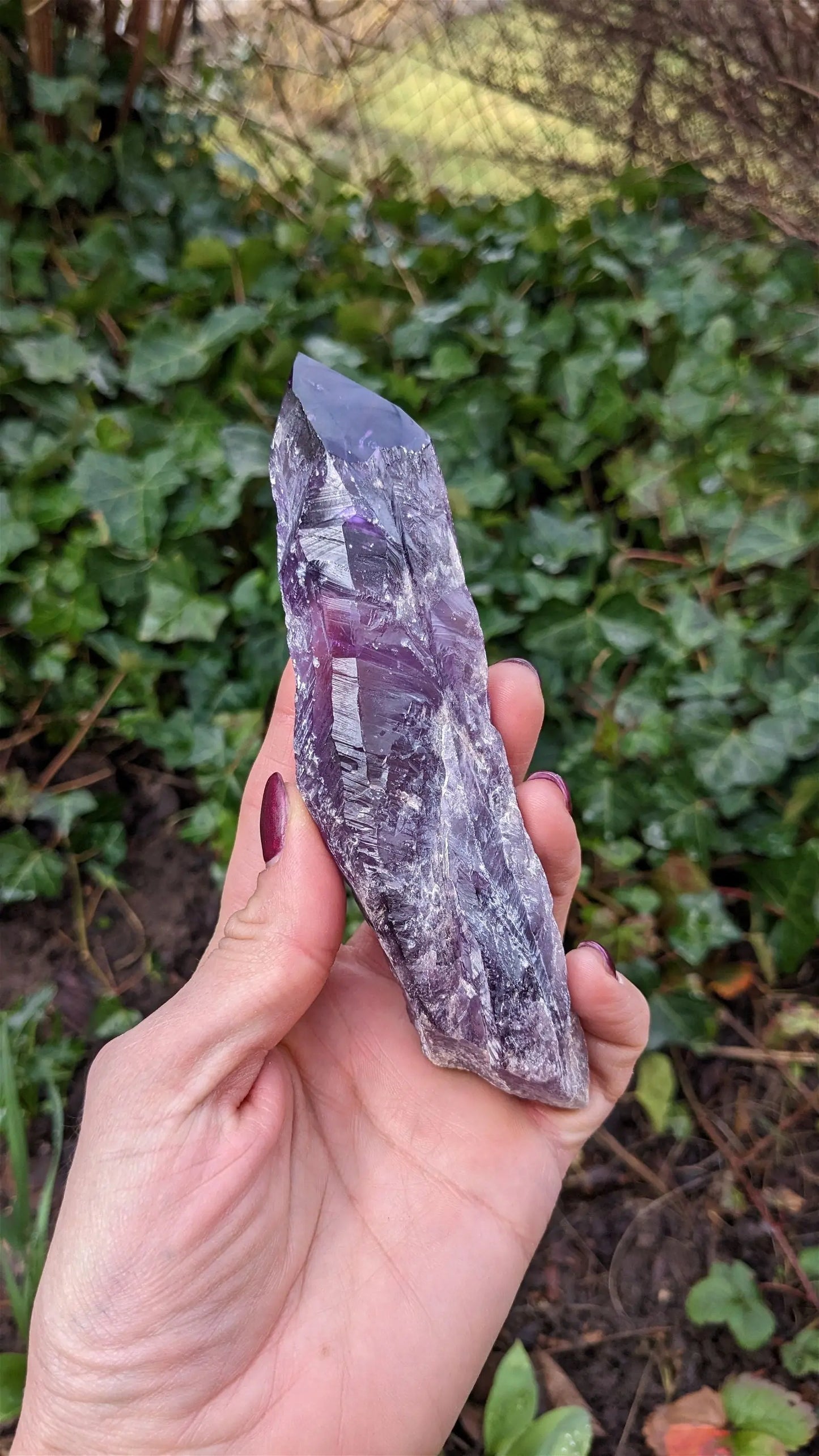 1 pointe brute d'améthyste 15 cm - Aurore Lune