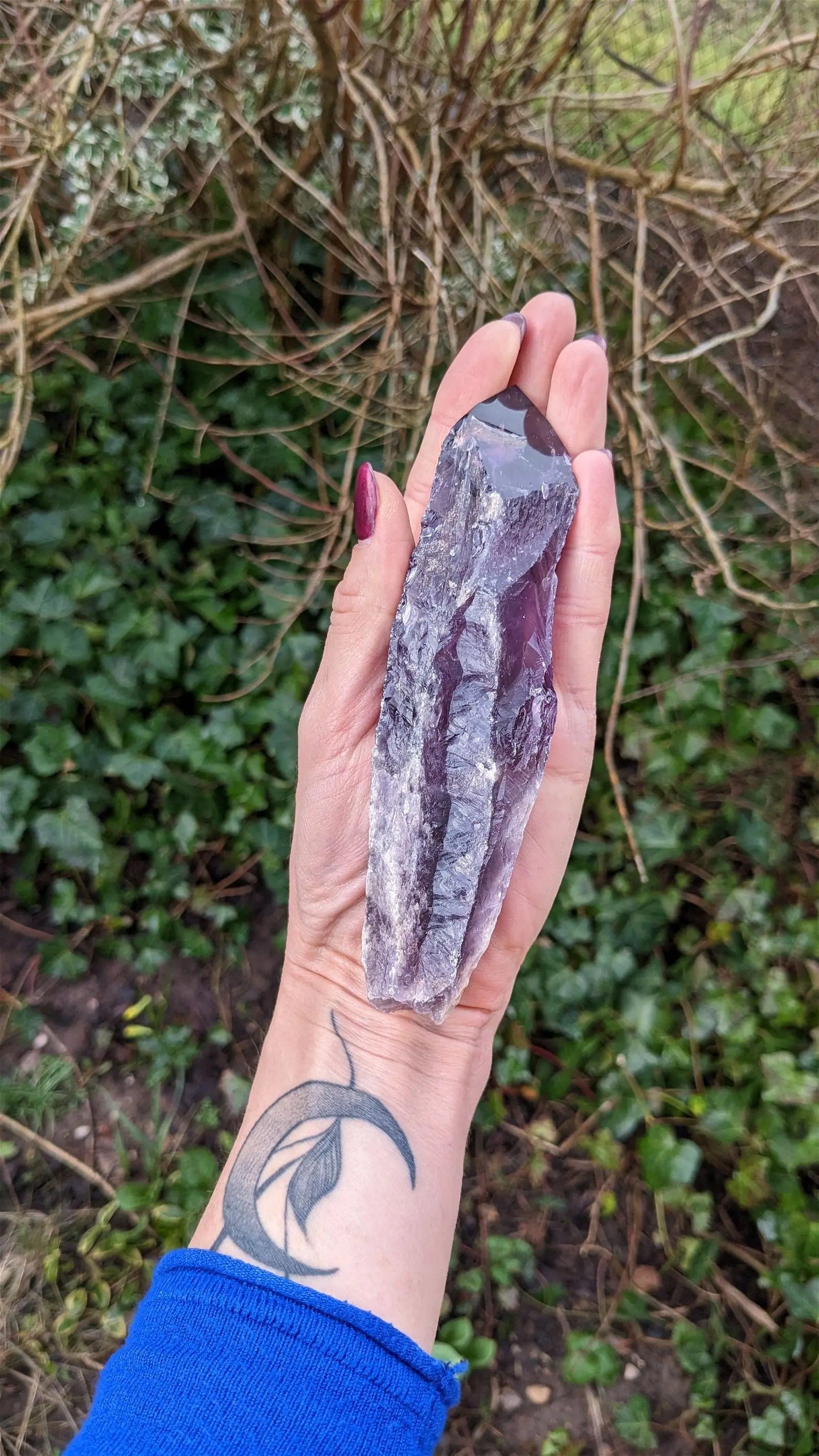 1 pointe brute d'améthyste 16 cm - Aurore Lune