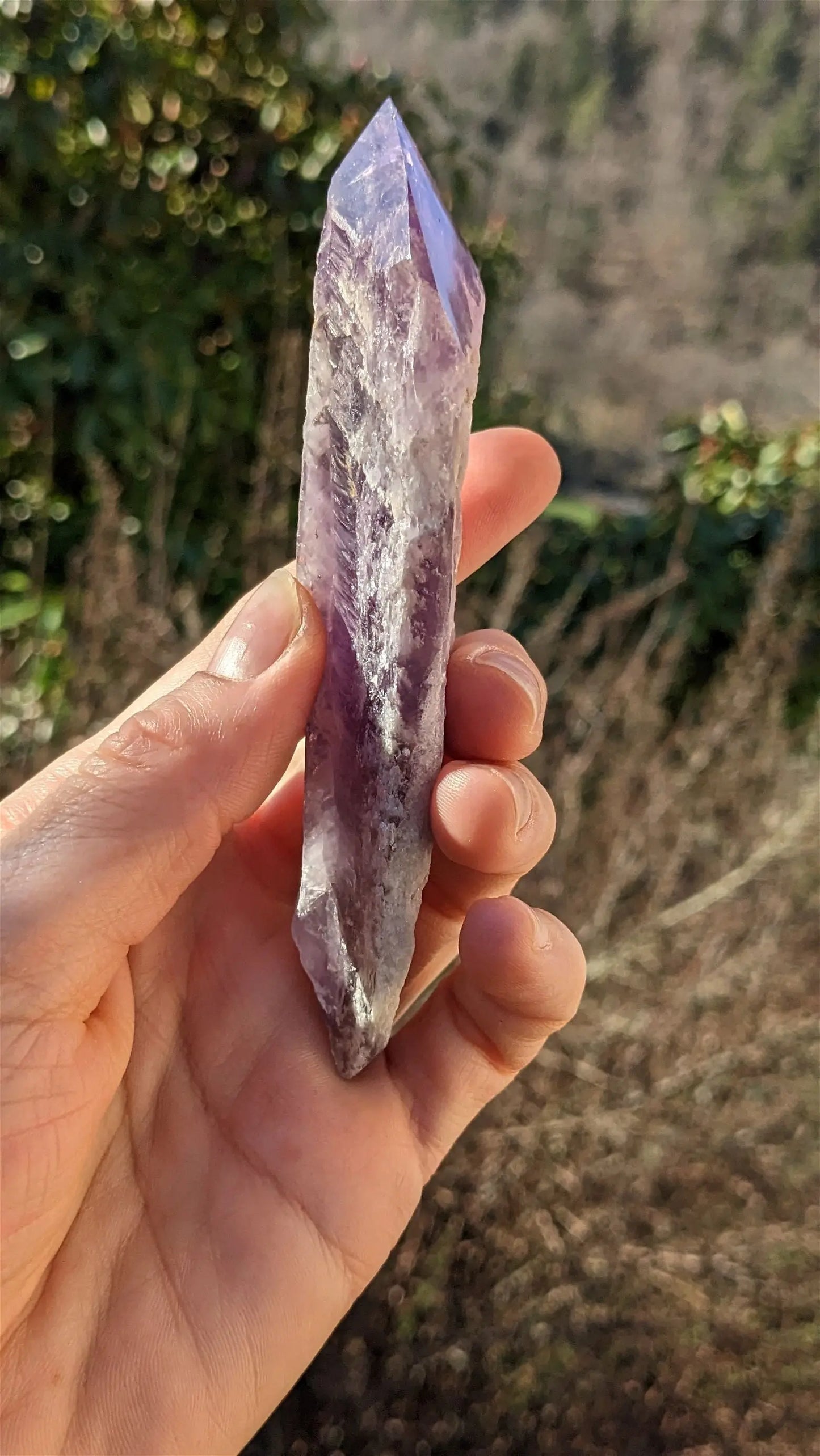 1 pointe brute d'améthyste qualité + 12 cm - Aurore Lune