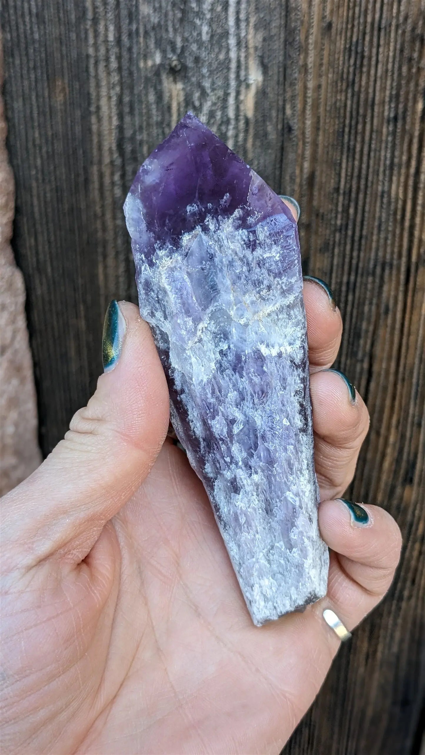 1 pointe brute d'améthyste qualité + 12 cm - Aurore Lune