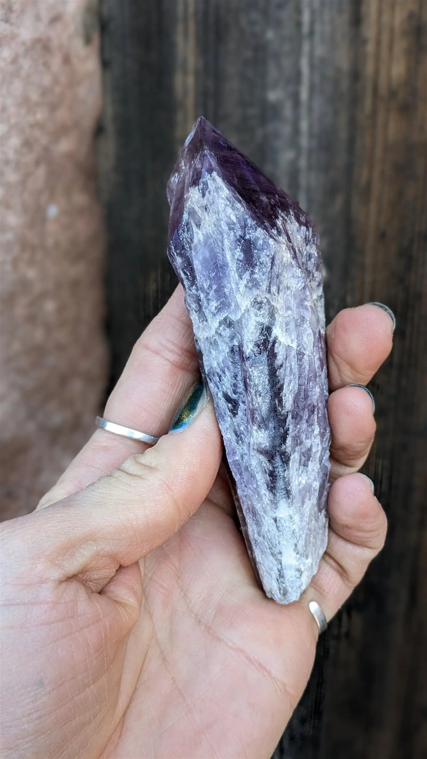 1 pointe brute d'améthyste qualité + 12 cm - Aurore Lune